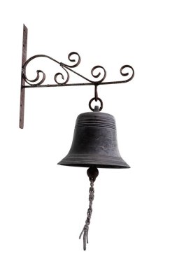Pirinç Bell beyaz arka plan üzerinde izole halat boyu