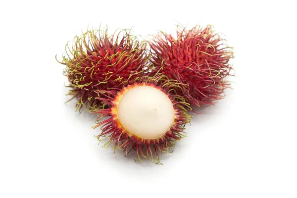 Rambutan Doce Deliciosa Fruta Isolada Fundo Branco — Fotografia de Stock