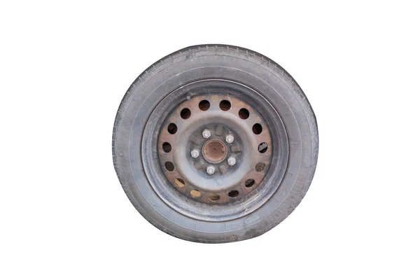 Old Tire Wheel Isolated White Background — Stock Photo, Image