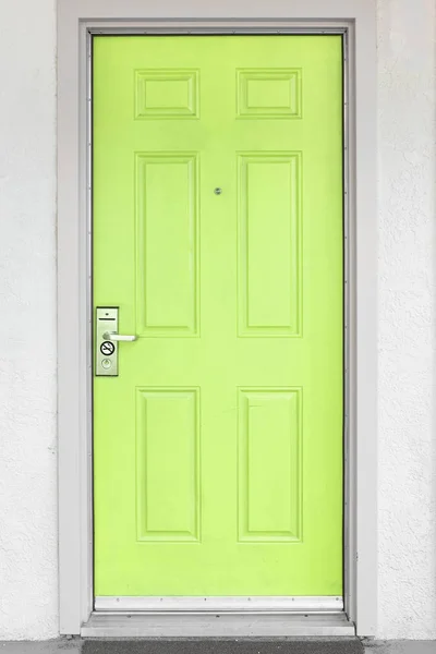 Green Door with handle, lock and viewer