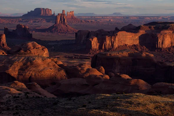 Beautiful Sunset Hunts Mesa Navajo Tribal Majesty Place Monument Valley — Stock Photo, Image