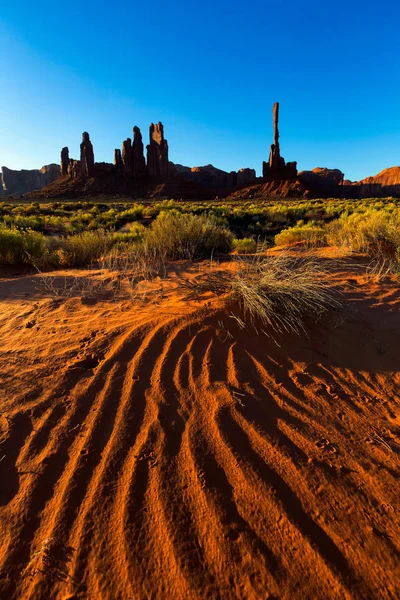 Beautiful View Amazing Sandstone Formations Famous Sunrise Totem Pole Sand — Stock Photo, Image
