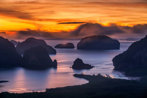 Vista Baía Phang Nga Ponto Vista Samet Nangshe Província Phang Fotos De Bancos De Imagens