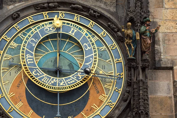 Detailní Záběr Historické Pražský Orloj Česká Republika — Stock fotografie