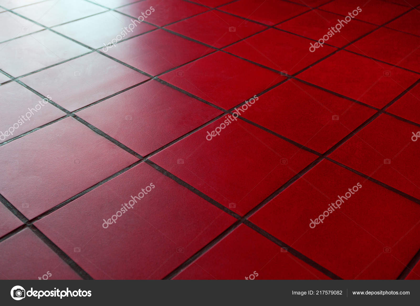 Red Square Scratched Tiles Flooring Perspective View Shiny Abstract