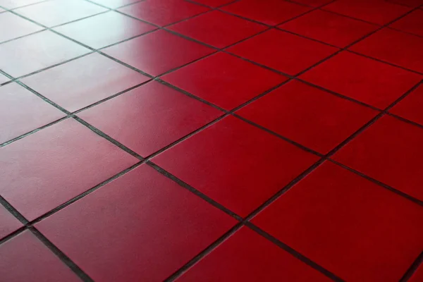 Red Square Scratched Tiles Flooring Perspective View Shiny Abstract Industrial — Stock Photo, Image