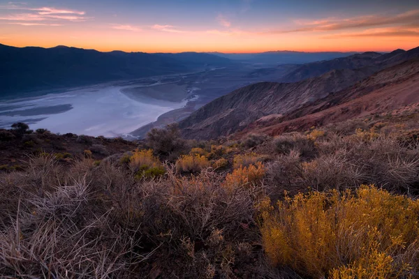 Prachtige Zonsondergang Het Badwater Basin Gezien Vanaf Dante View Death — Stockfoto