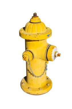 Beyaz arka plan üzerinde izole sarı yangın musluğu