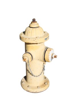 Beyaz arka plan üzerinde izole sarı yangın musluğu