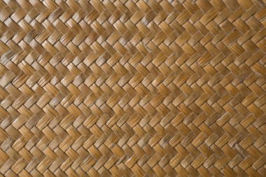 Kahverengi el işi kumaşının geleneksel Thai tarzı doğa arka planı mobilya malzemesi için doku hasır yüzeyi örüyor