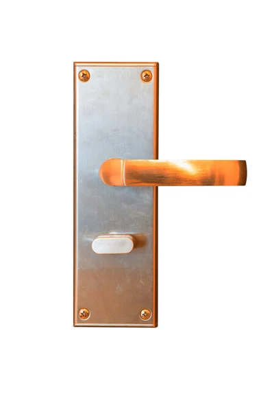 Modern Copper Door Handle Security System Lock Isolated White Background — Stock Photo, Image