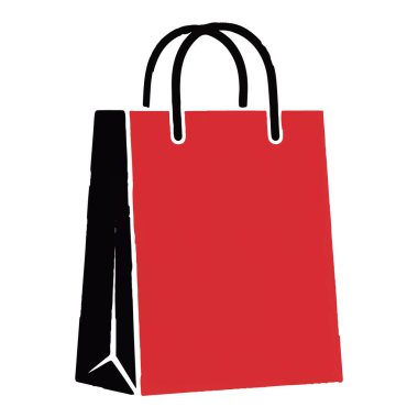 Siyah saplı kırmızı alışveriş çantası, beyaz arka plan teknolojisinde izole edilmiş.