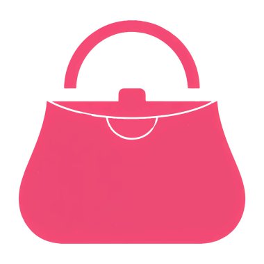 Beyaz arkaplan teknolojisi arka planında izole edilmiş pembe el çantası simgesi