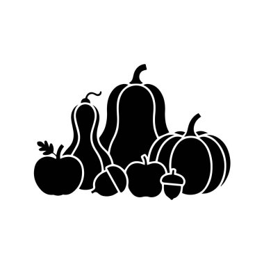 Kabak, kabak ve elma güz hasadı, beyaz arka plan teknolojisi arka planında izole.