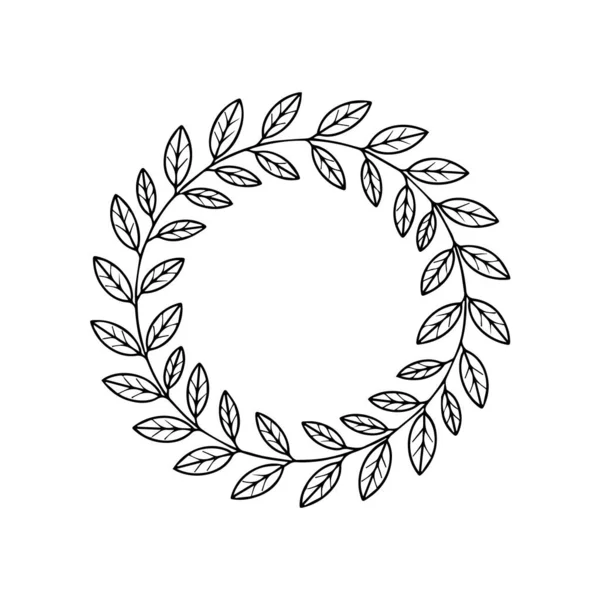 Beyaz arka planda izole edilmiş, hassas yaprak ve dallardan yapılmış dairesel çelenk, zarif sınırlar ve dekoratif aksanlar için ideal arka plan