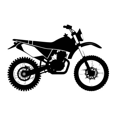 Beyaz arka planda izole edilmiş bir motosiklet silueti.