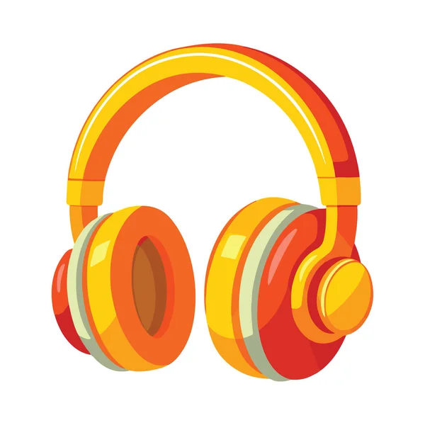 Turuncu ve sarı çizgili renkli kulaklıklar, beyaz arka planda izole edilmiş.