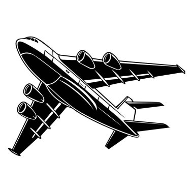 Klasik jet uçağı, retro uçak, klasik uçak, havacılık, seyahat, ulaşım, vektör çizimi, beyaz arka planda izole edilmiş.