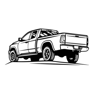 Beyaz arka planda izole edilmiş modern bir kamyonet çizgisi çizimi