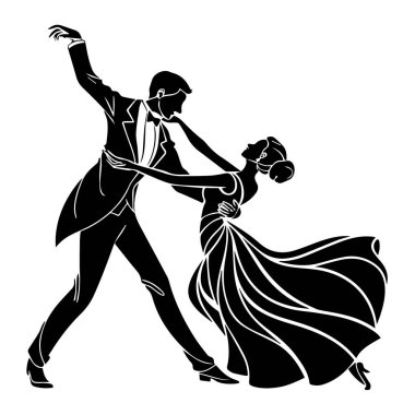 Beyaz arka planda soyutlanmış, dans eden zarif bir çift.