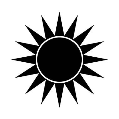 Beyaz arka planda izole edilmiş güneş ışınları ısı ve enerji teknolojisini temsil ediyor.