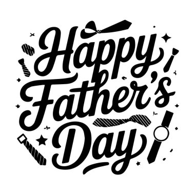 Mutlu babalar günü metni, kravatlı ve saatli, beyaz arka plan teknolojisi arka planında izole.