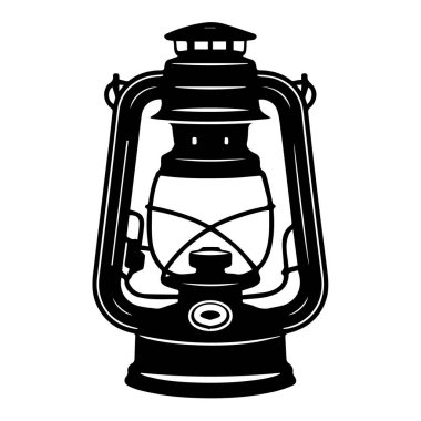 Beyaz arka planda izole edilmiş eski moda bir gaz lambası silueti.