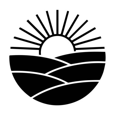 Yuvarlanan tepelerin üzerinde gün doğumunun siyah silueti yeni başlangıçları ve umut teknolojisinin arka planını simgeliyor.