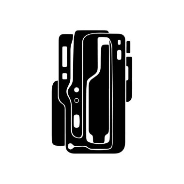 Silah kılıfının siyah silueti, beyaz arka plan teknolojisinde izole edilmiş.