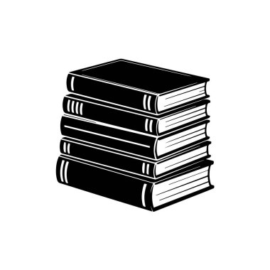 Boş kapaklı beş ciltli kitap yığını, beyaz bir arka planda izole edilmiş, bilgi ve eğitim teknolojisini sembolize ediyor.