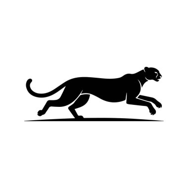 Beyaz arka planda izole edilmiş siyah bir panterin silueti