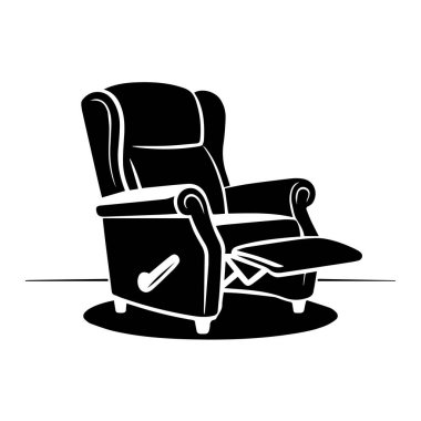 Beyaz arka plan teknolojisi arka planında izole edilmiş, ayaklığı genişletilmiş bir koltuğun silüeti.