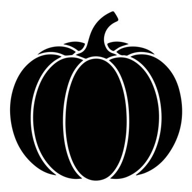 Black silhouette of a pumpkin isolated on white background, a classic symbol of autumn and halloween