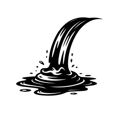 Black liquid pouring and splashing, isolated on white background