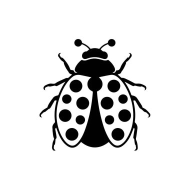 Siyah benekli stilize uğur böceği çizimi, beyaz arka plan teknolojisi arka planında izole