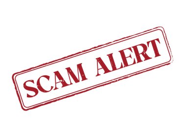 Bir Dolandırıcılık Uyarısı Lastik Mühür Mührü Bir Taslak ve Metin