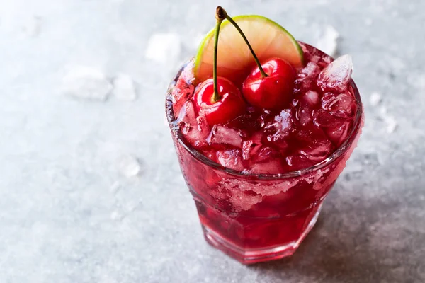 Cherry Margarita Cocktail Tequila Lime Salt Cherry Juice Crushed Ice — Stock Photo, Image