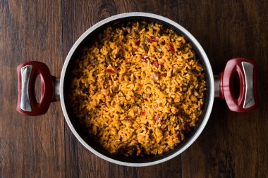 Ev yapımı İspanyol Paella Makarna / Pilav veya pilav. Geleneksel yemek Gıda.