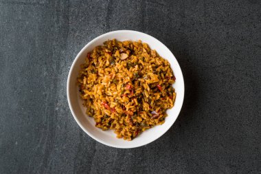 Ev yapımı İspanyol Paella Makarna / Pilav veya pilav. Geleneksel yemek Gıda.