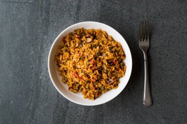 Ev yapımı İspanyol Paella Makarna / Pilav veya pilav. Geleneksel yemek Gıda.