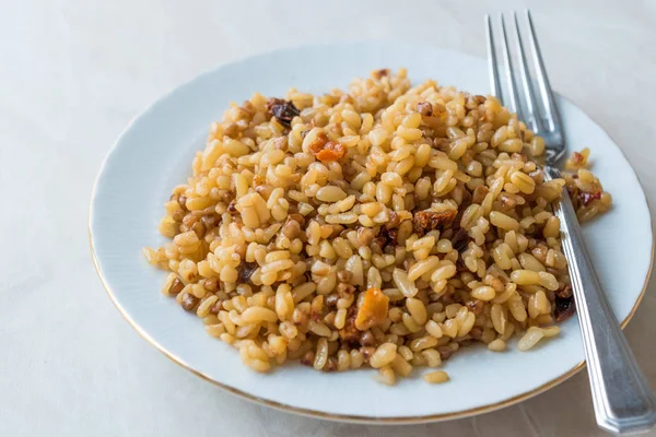 Vařená Rýže Bulgur Pohankou Pilav Nebo Pilaf Bulghur Organické Potraviny — Stock fotografie