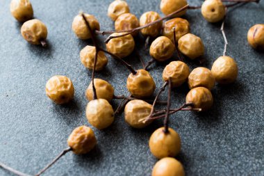 Olgunlaşmamış olgunlaşmamış kuru sarı tarihlerinin palmiye ağacı SAP ile kurutulmuş. Organik gıda.