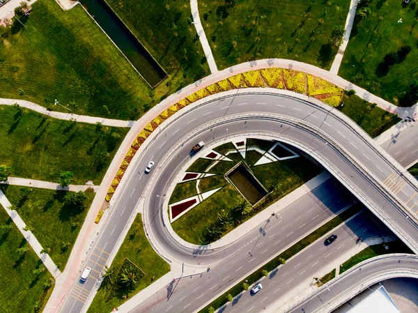 Luftaufnahme Einer Drohne Von Der Autobahnkreuzung Kreuzung Istanbul Kartal Verkehr — Stockfoto