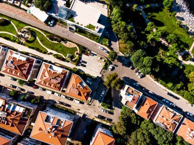 Kadıköy Moda sahil Istanbul'da hava dron görünümü. Cityscape.