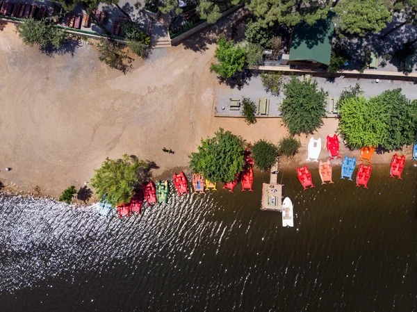 Εναέριο Κηφήνα Άποψη Της Aydos Forest Lake Σκάφη Καλοκαίρι Θαλάσσιο — Φωτογραφία Αρχείου