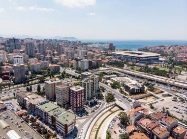 Istanbul, Türkiye - 23 Şubat 2018: Kadıköy hava dron görünümünü / Istanbul. Cityscape.