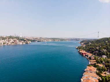 Istanbul Boğazı, Kandilli görünümünü hava dron / Beykoz. Cityscape.