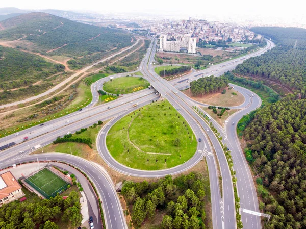 Vista Aérea Del Dron Del Bosque Ugur Mumcu Aydos Intersección —  Fotos de Stock