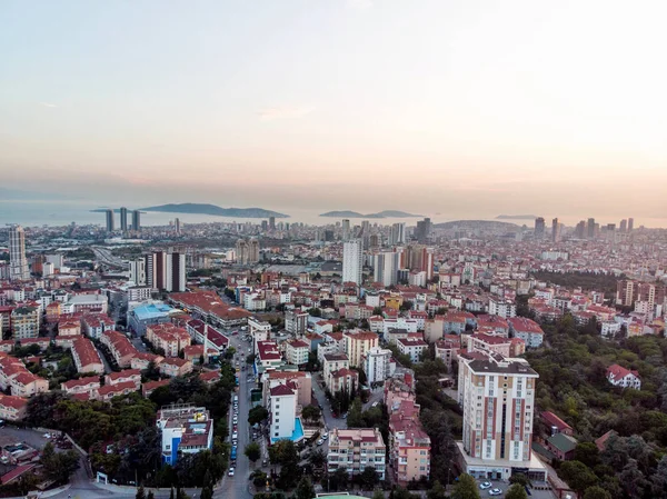 Vista Aérea Del Dron Urbanización Planificada Estambul Kartal Yakacik Paisaje — Foto de Stock