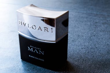 Istanbul, Türkiye - 23 Şubat 2018 Bvlgari adam siyah Köln 30 ml. kozmetik Prdouct.